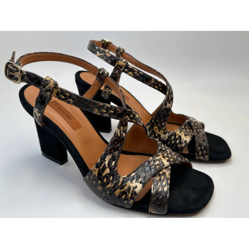 Rachel Comey Snakeskin Leather & Black Suede Strappy Slingback Heels 36 6